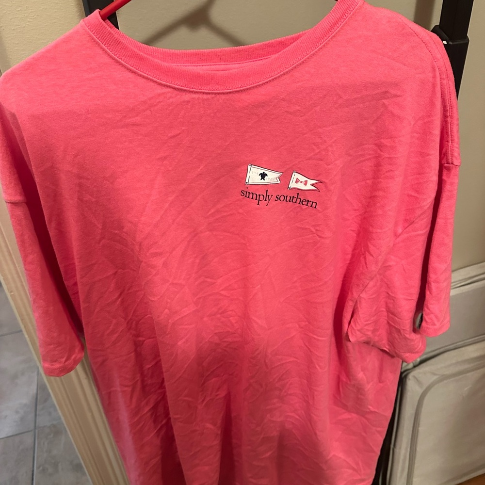 Simply Southern Coral Tee with Nautical Flags